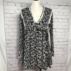 Free People Cottagecore Prairie Floral Ruffled Lace Trim Babydoll Dress Sz S